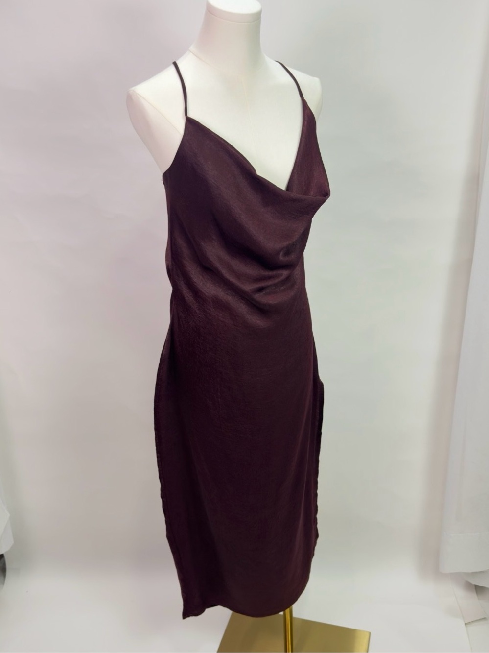 Lulu's date night slip dress | adjustable straps | Maroon burgundy plum | Large - Picture 10 of 10